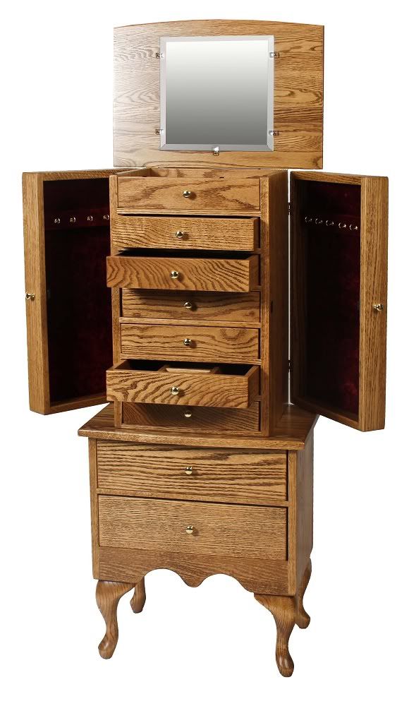 Amish Oak Jewelry Armoire Boxes Standing Wooden Medium eBay